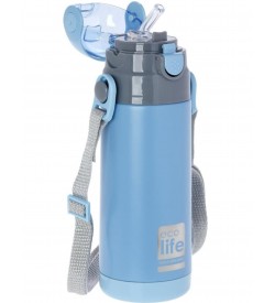 Ecolife Ανοξείδωτο Παγούρι Θερμός με Καλαμάκι Blue BO-3008 400ml 5208009001799