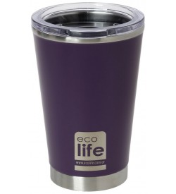 Ecolife - Coffe Thermos Dark Purple με Διάφανο Καπάκι BO-4108 370ml 5208009001928