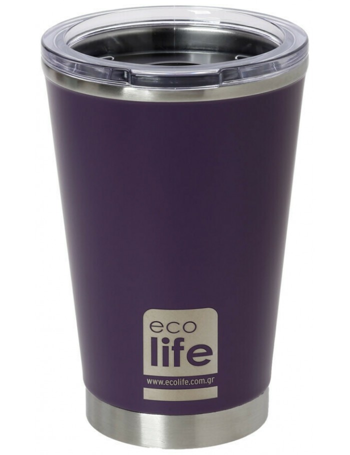 Ecolife - Coffe Thermos Dark Purple με Διάφανο Καπάκι BO-4108 370ml 5208009001928