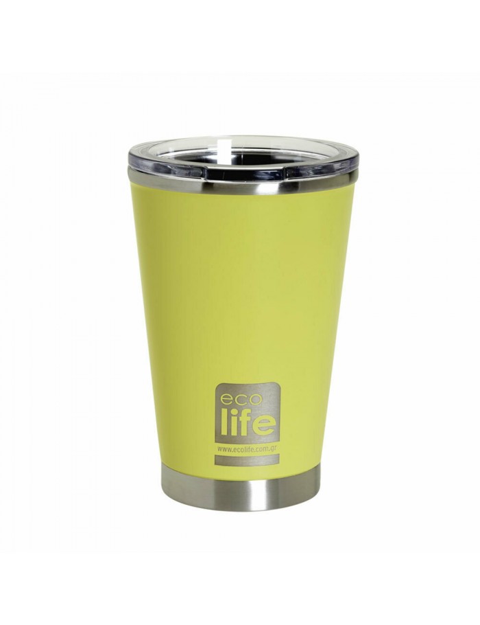 Ecolife - Coffe Thermos Yellow με Διάφανο Καπάκι BO-4113 370ml 5208009002048