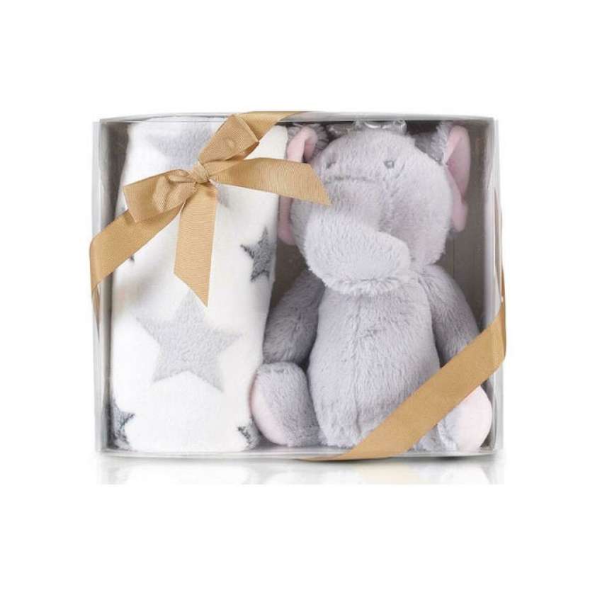 Κουβέρτα Αγκαλιάς 75x90cm Stuffed Toy Little Elephant Cangaroo Grey 3800146267537