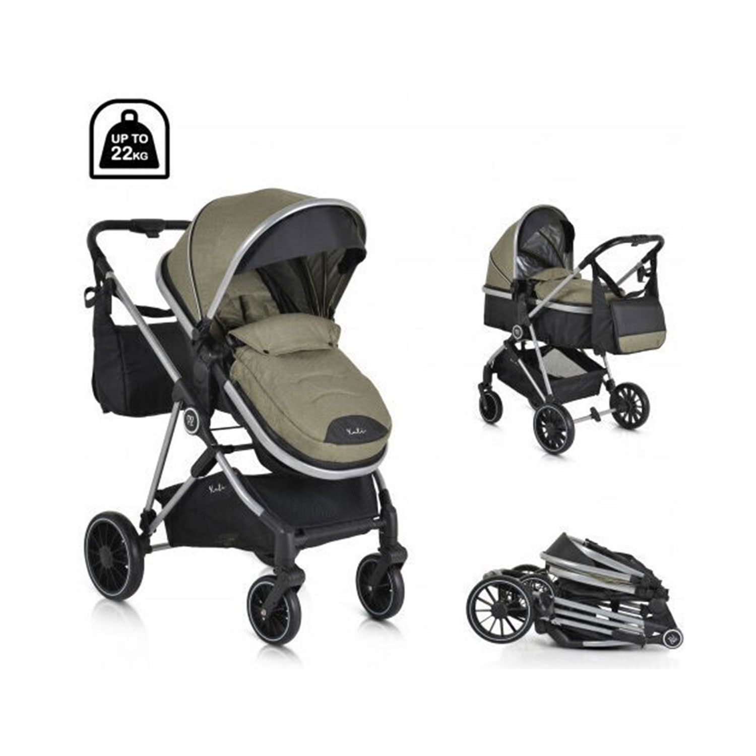 Moni Πολυκαρότσι Αναστρέψιμο 2 σε 1 Olive Green 3800146236168