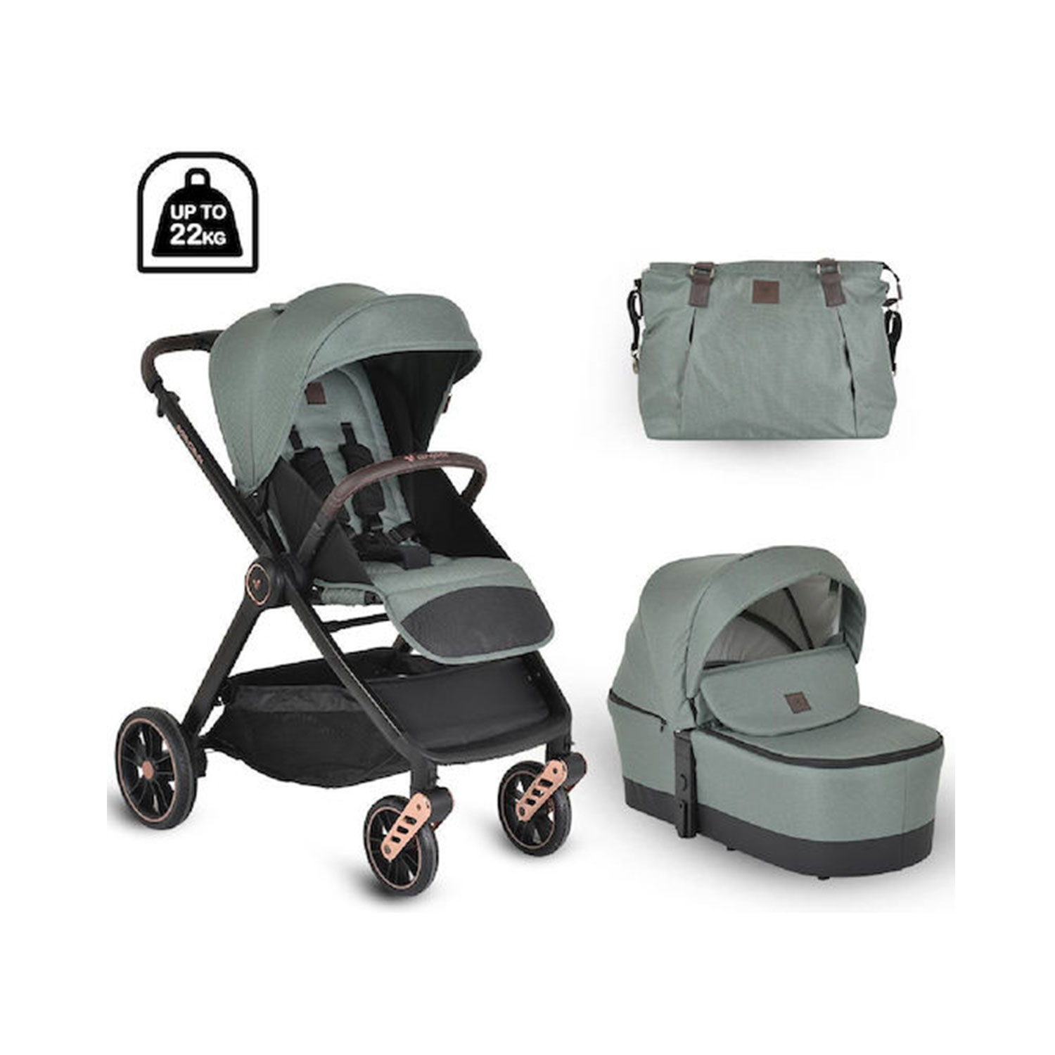 Cangaroo Καρότσι 2 σε 1 Macan Green (3800146236113)