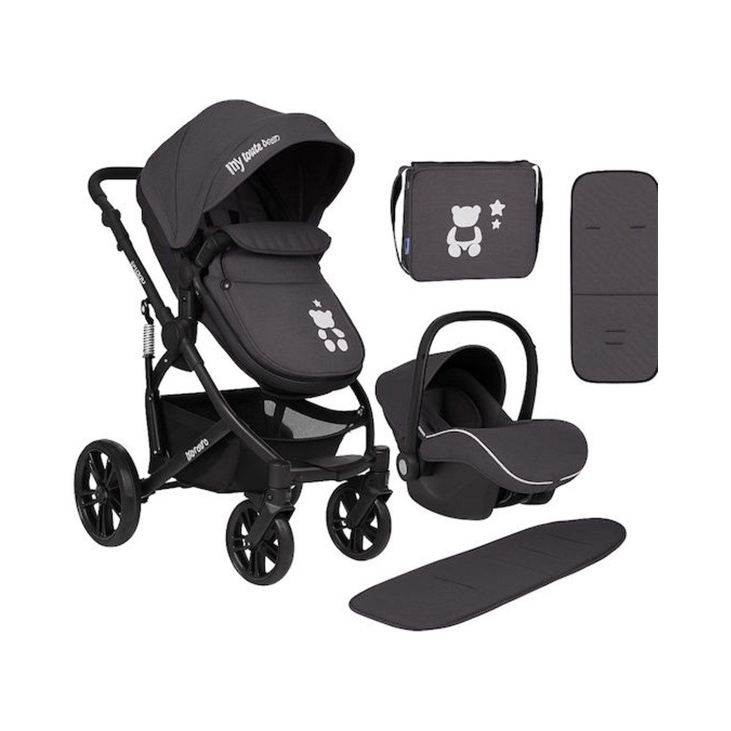 Πολυκαρότσι 3σε1 Μετατρεπόμενο με Car Seat 0-13kg Beloved Kikka boo Dark Grey 3801001011180