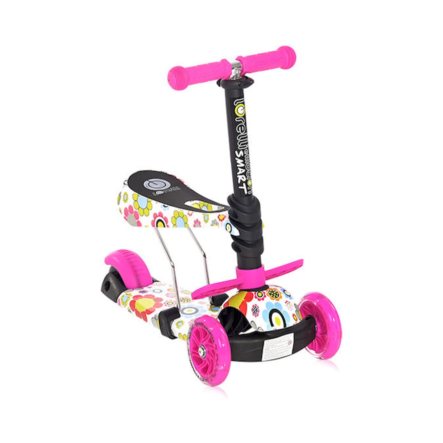 Lorelli Παιδικό Πατίνι Smart Τρίτροχο με Κάθισμα Pink Flowers 3800151977339