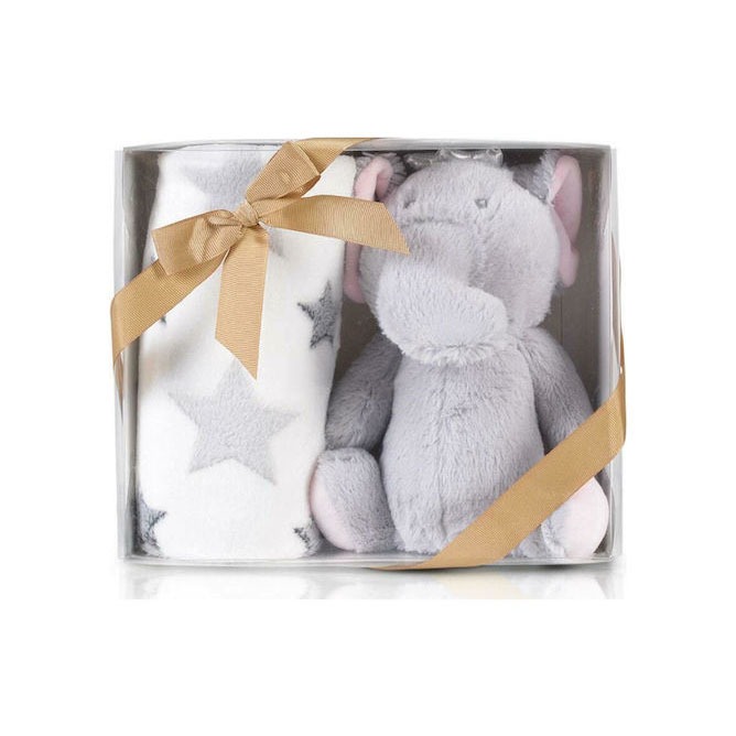 Κουβέρτα Αγκαλιάς 75x90cm Stuffed Toy Little Elephant Cangaroo Grey 3800146267537