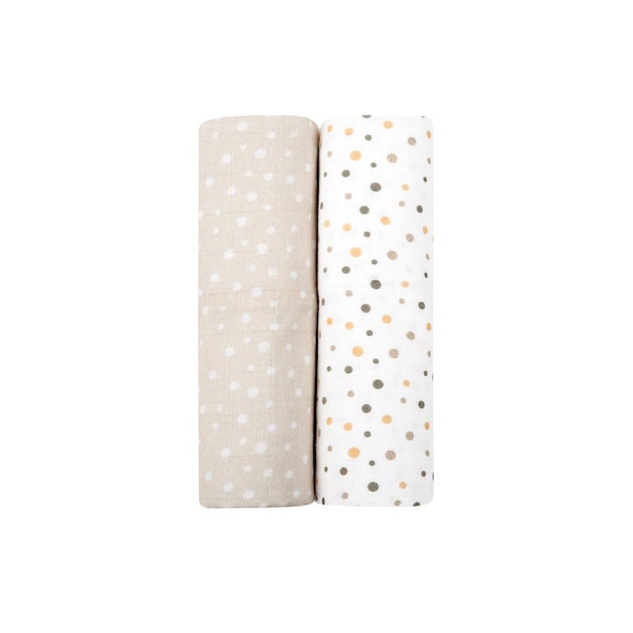 Πάνες Μουσελίνας 80x80cm Σετ 2τμχ Kikka boo Dots Beige 31103010066