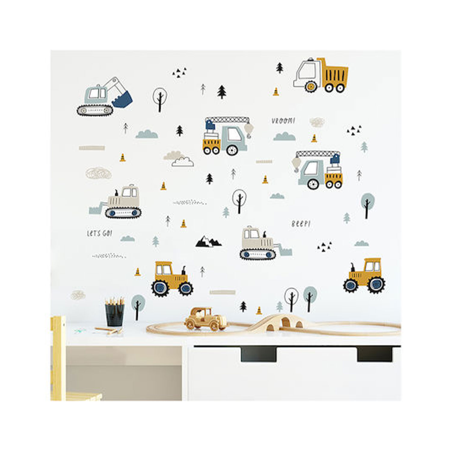 Παιδικά Αυτοκόλλητα Τοίχου Sipo Tractors-Excavators 5904717761344