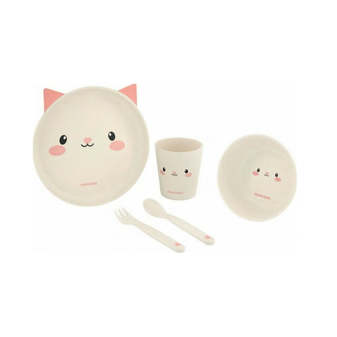Kikka Boo Σετ Φαγητού Cat από Bamboo Ροζ 5τμχ 31302040073