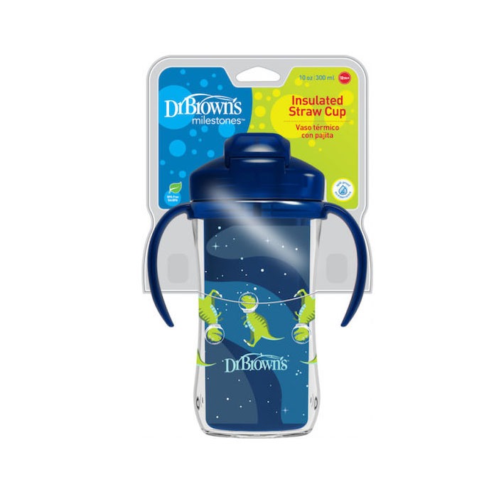 DR. BROWNS Dr. Brown's Μπουκάλι Θερμός Με Καλαμάκι Μπλε (12m+) 300ml TC01202