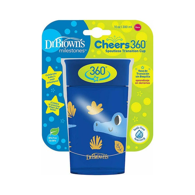 Dr. Brown's Παιδικό Ποτηράκι "Cheers 360° " από Πλαστικό Μπλε 300ml για 9m+ TC01094