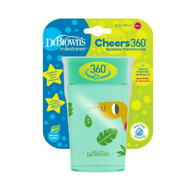 Dr. Brown's Παιδικό Ποτηράκι "Cheers 360° " από Πλαστικό Πράσινο 300ml για 9m+ TC01095