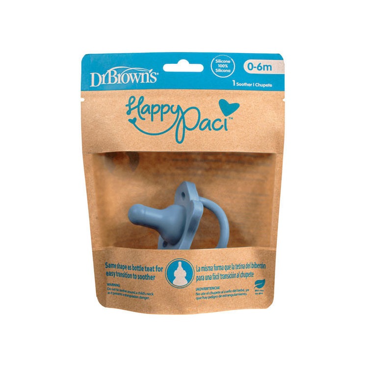 Dr. Brown's Πιπίλα Σιλικόνης 0-6m Happy Paci Pastel Blue PS11007