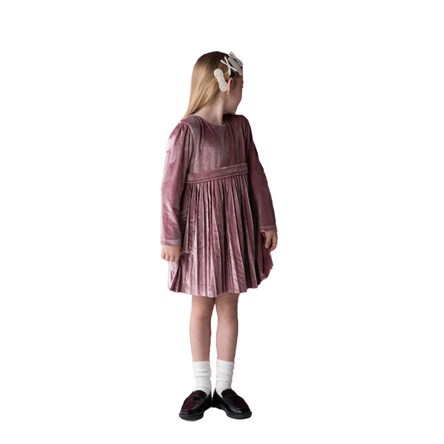 Εβίτα Fashion Παιδικό Φόρεμα Βελουτέ Με Πιέτες Και Κορδέλα, Ροζ 243293