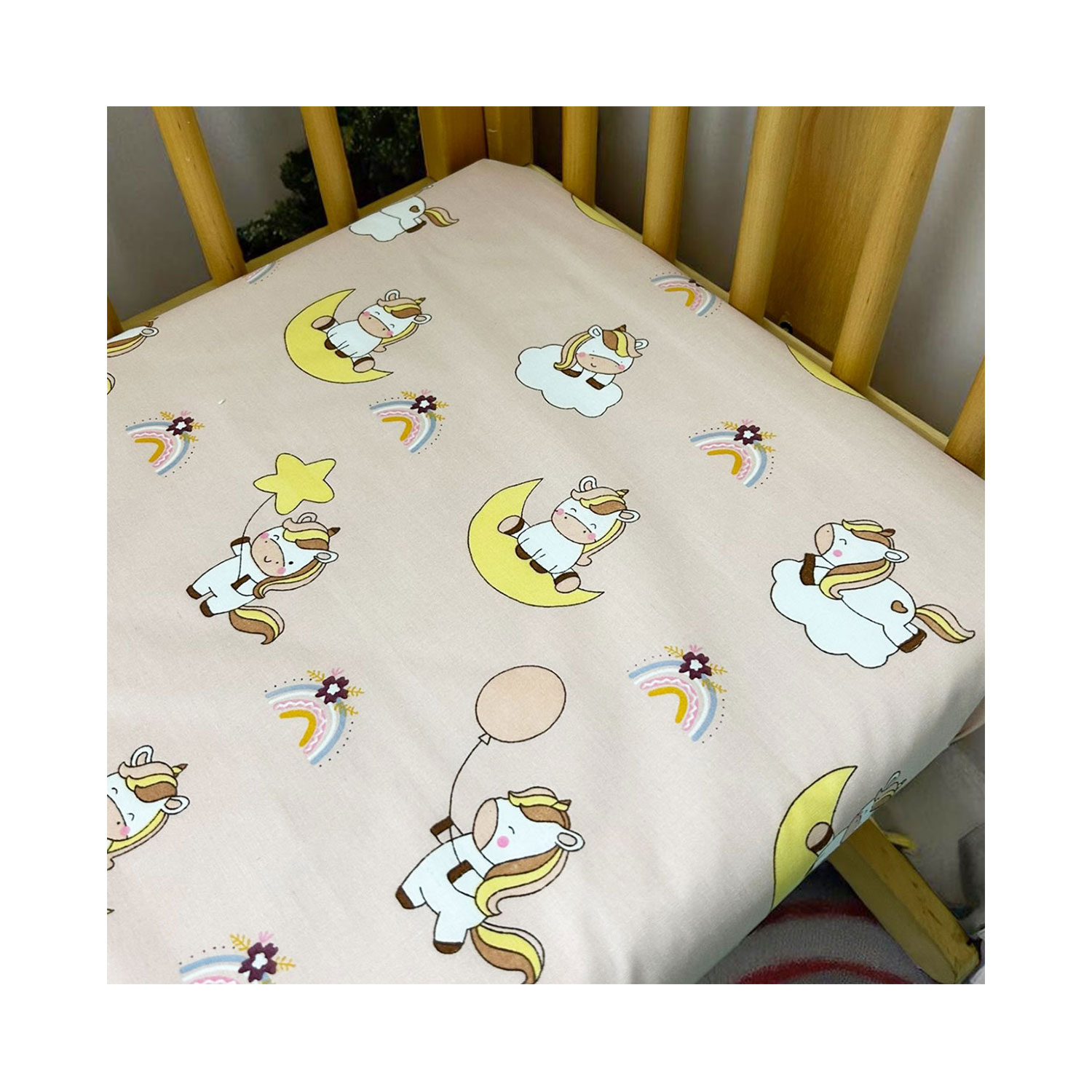 Bunny Bebe Σεντόνι λίκνου 80Χ110 Unicorn, πούδρα 888