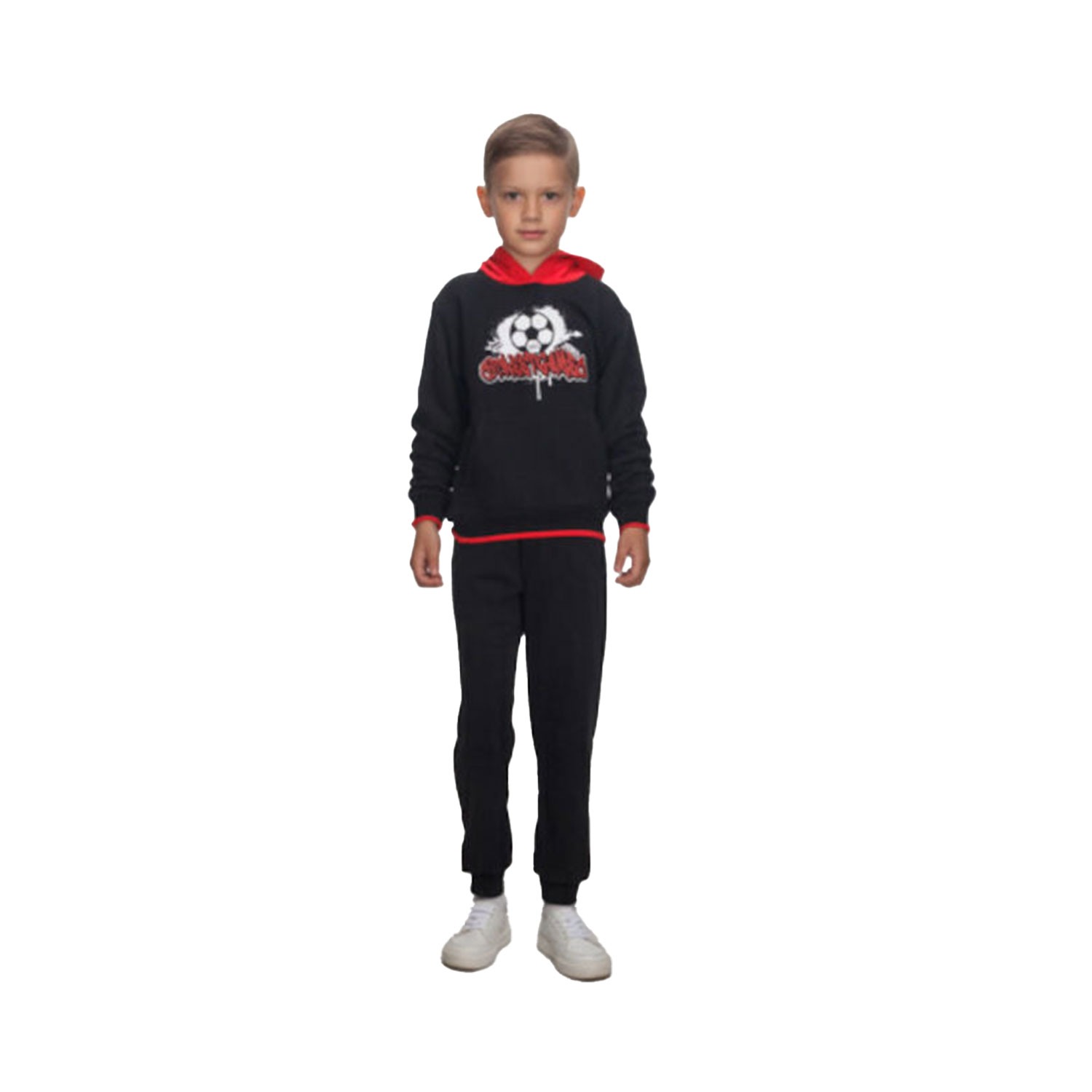 Παιδικό σετ φόρμας fleece μαύρο-κόκκινο Streetgames 2564112